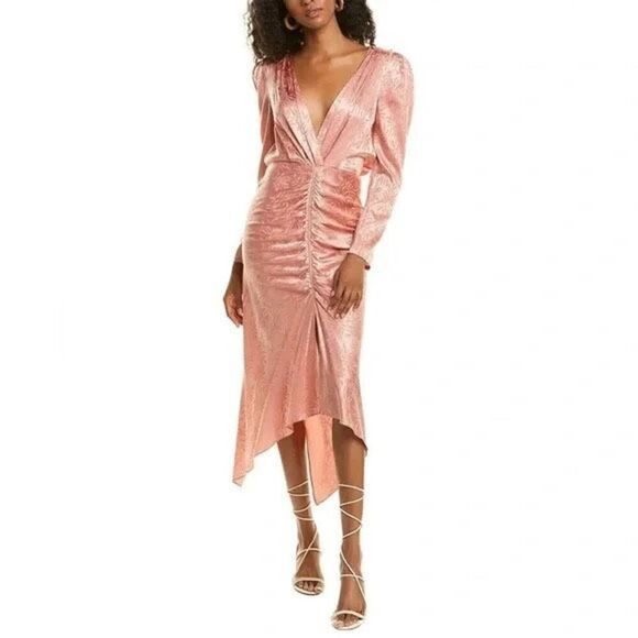 Ronny Kobo Astrid Rose Jacquard Silk Dress XL - Picture 4 of 16